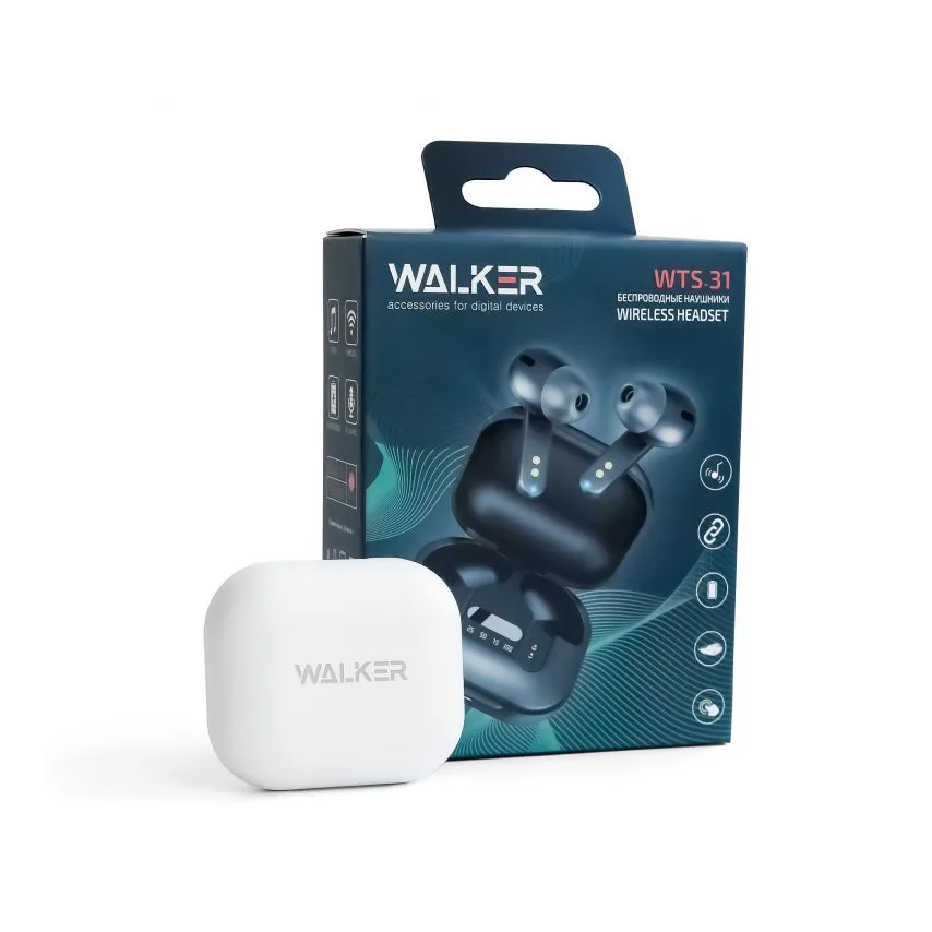 Навушники Bluetooth WALKER вакуумні білий 40mAh 300mAh