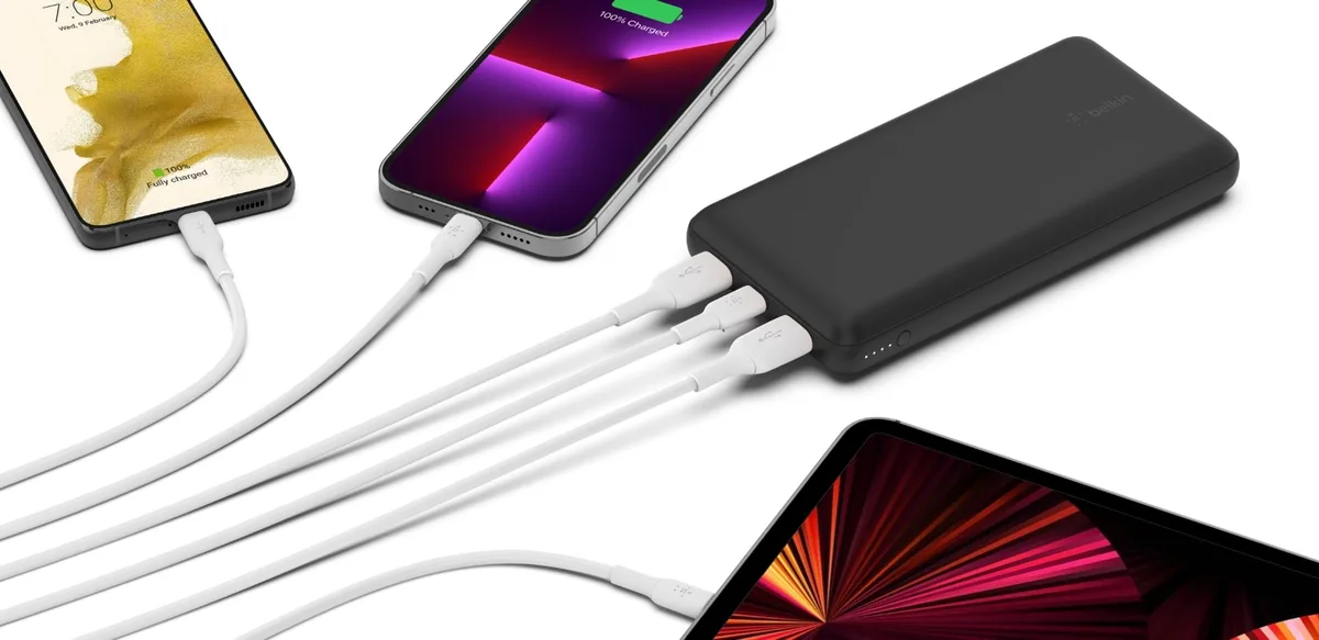 Акумулятор портативний літій-іонний Power Bank Belkin 20000мА·год, 15Вт, 2хUSB-A/USB-C, чорний