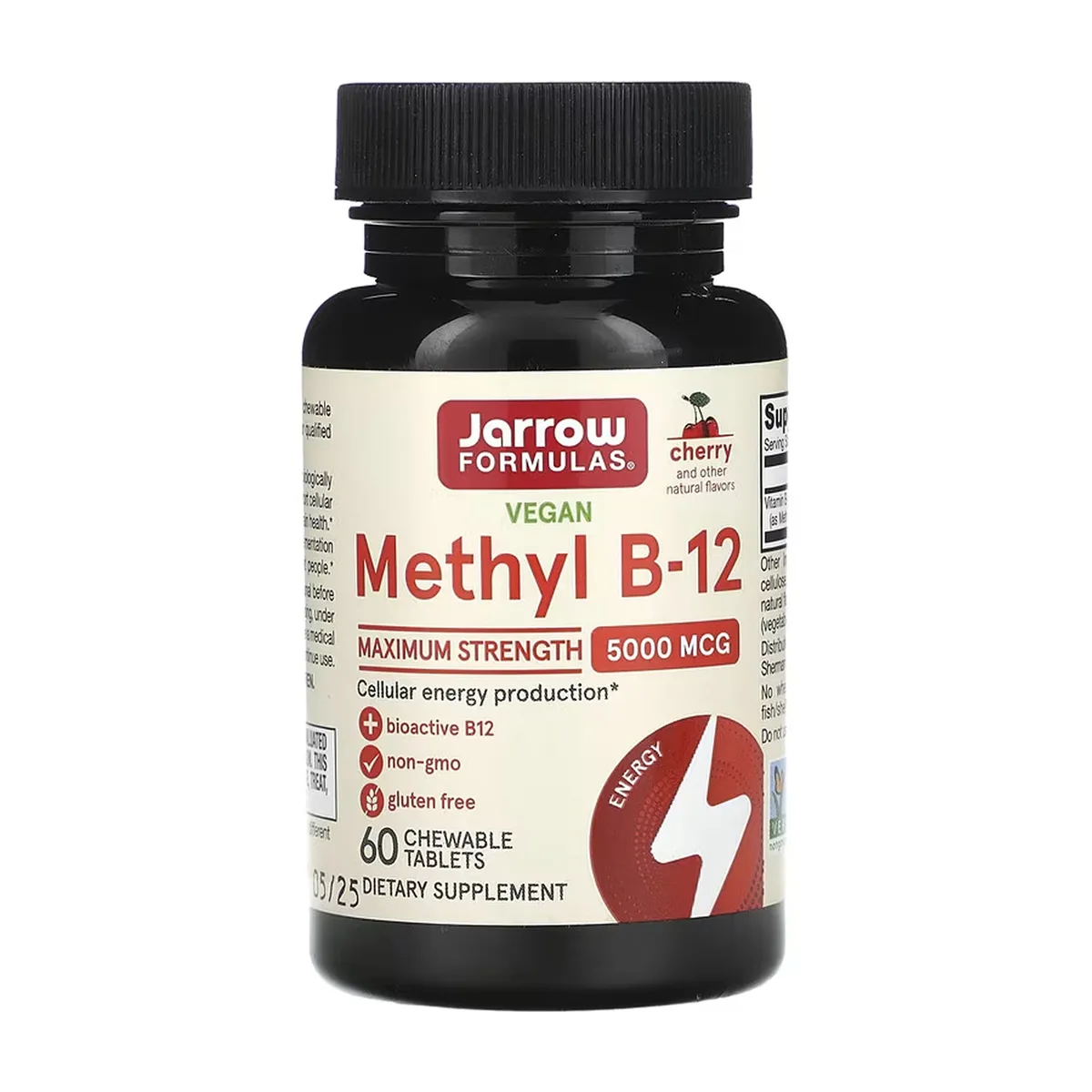 Метионин B12 Jarrow Formulas жевательные таблетки 5000 мкг 60 штук Вишня