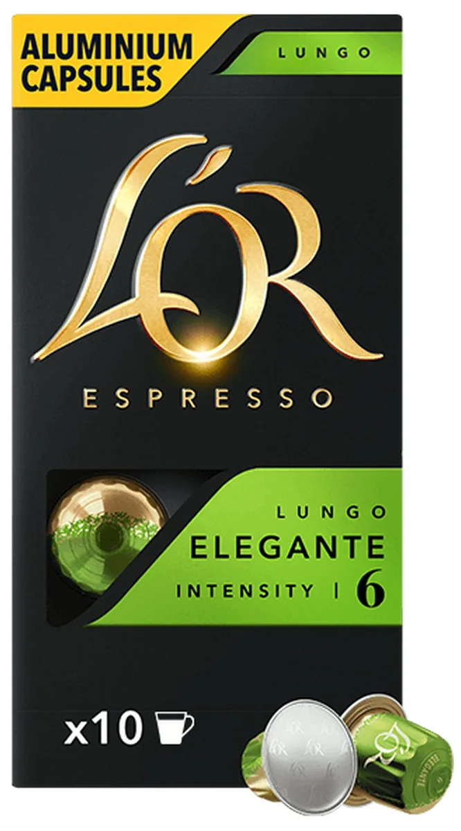 Кава L`OR капсули, Lungo Elegante, арабіка, 10 шт, для системи Nespresso.