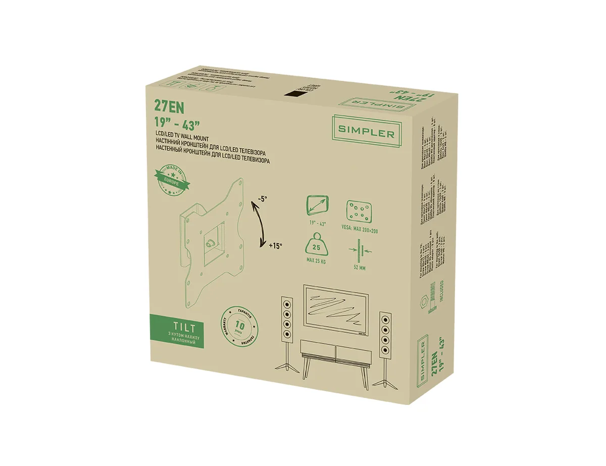 Кріплення ТВ з кутом нахилу Simpler 27EN 19-43"