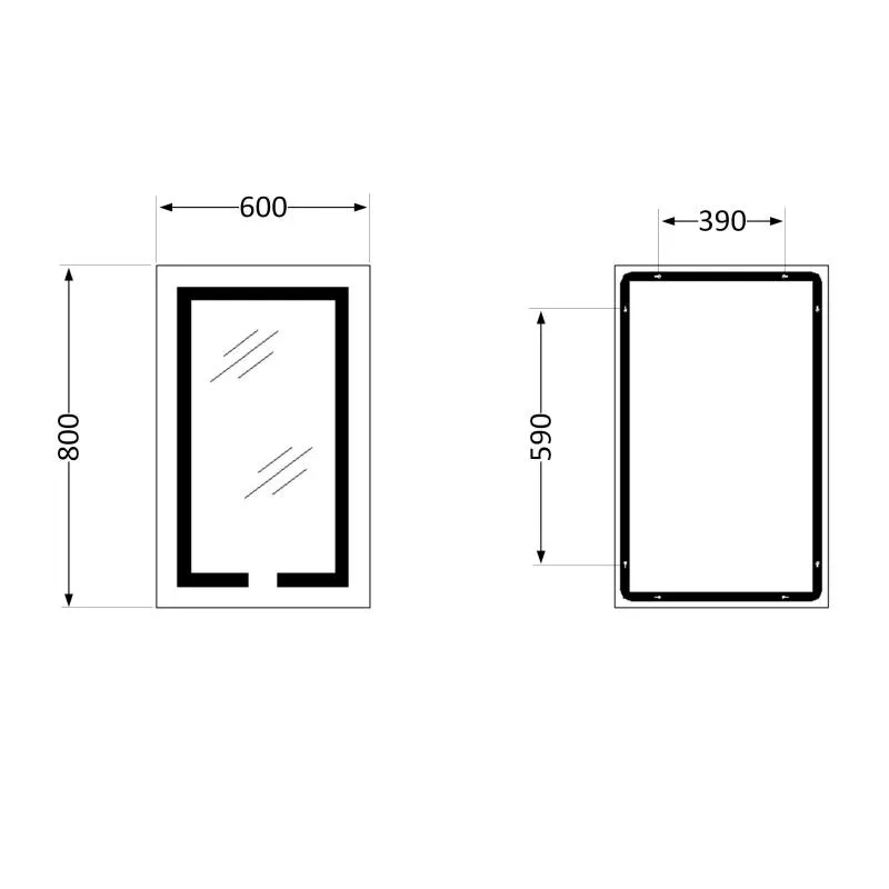 Дзеркало Lidz Kubis 600х800 мм LED-підсвічування Touch антизапотівання алюміній/пластик