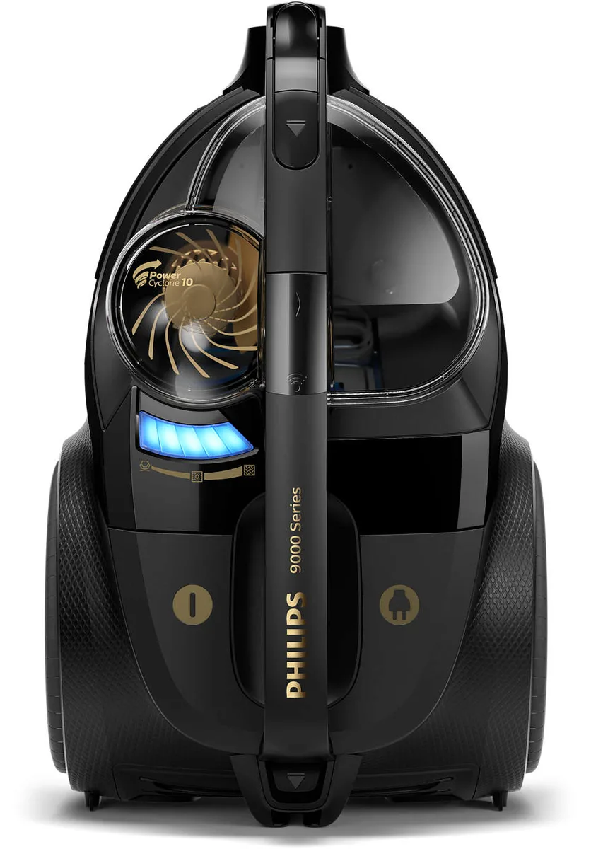 Пилосос Philips 9000 серії, контейнерний, 900 Вт, об'єм контейнера 2,2 л, фільтр HEPA 13, турбощітка, регулювання потужності на ру