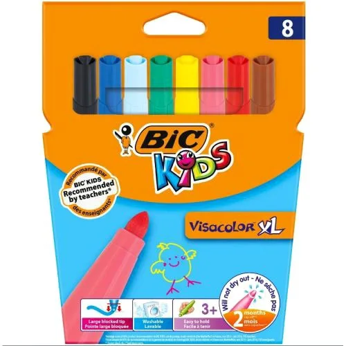 Фломастер BIC Kids Visacolor XL 8шт для малювання та розфарбовування.