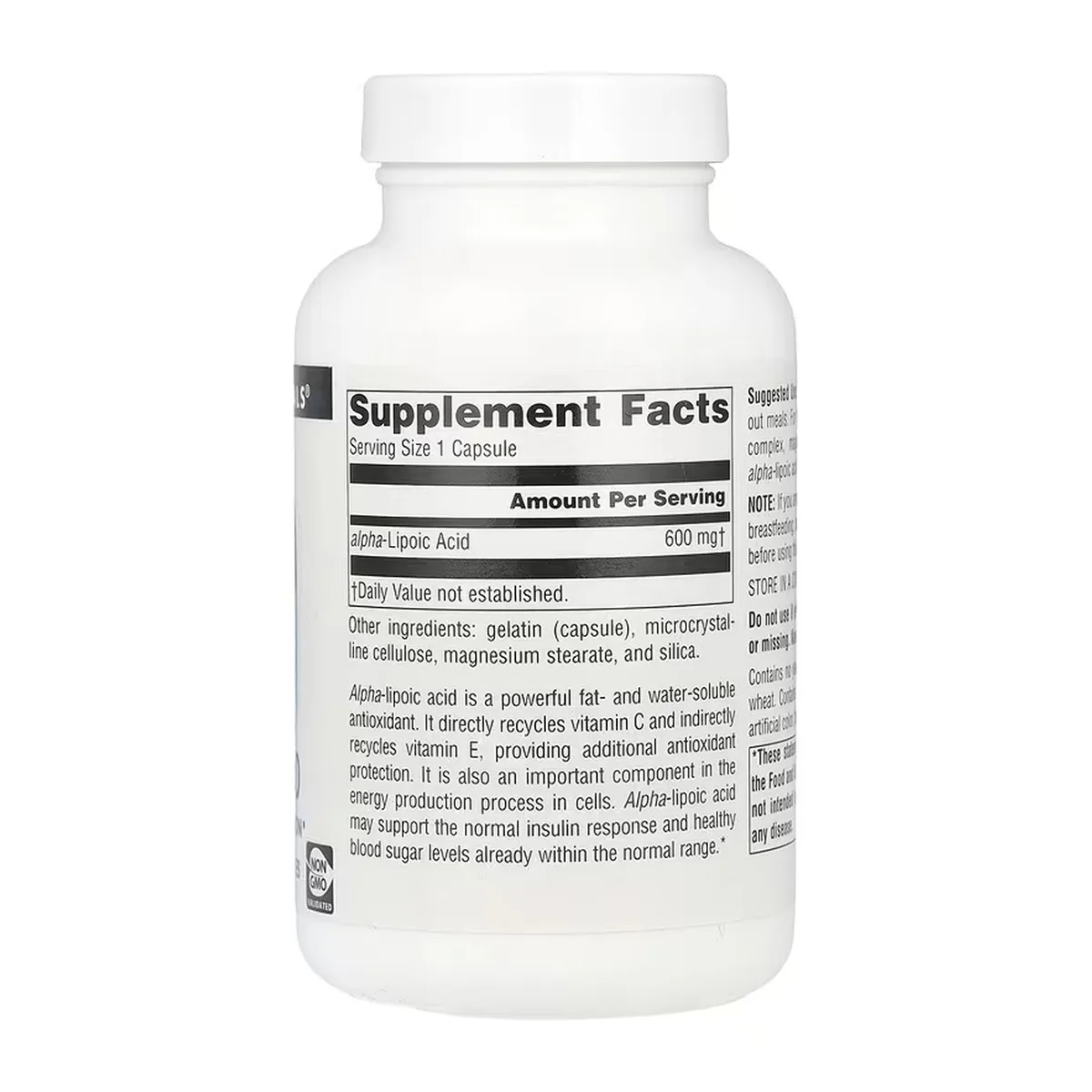 Альфа-ліпоєва кислота 600 мг Source Naturals 120 капсул без ГМО