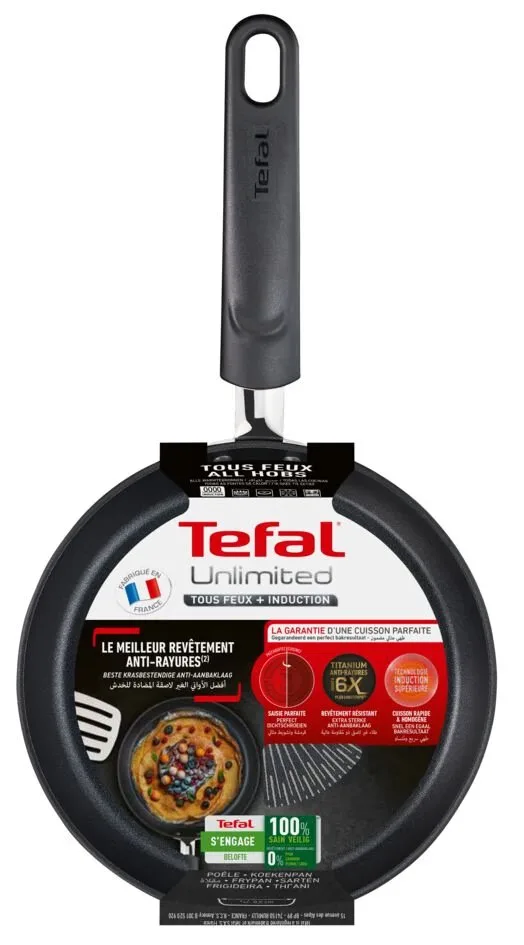 Сковорода для млинців Tefal Unlimited, 19 см, з алюмінію та бакелітовою ручкою.