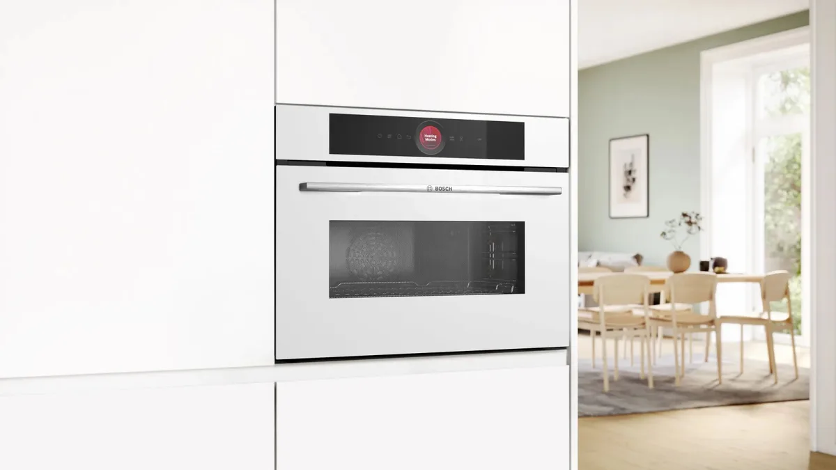Електрична компактна духова шафа Bosch, 45л, клас енергоспоживання A, з дисплеєм, конвекційним приготуванням та функцією мікрохвил