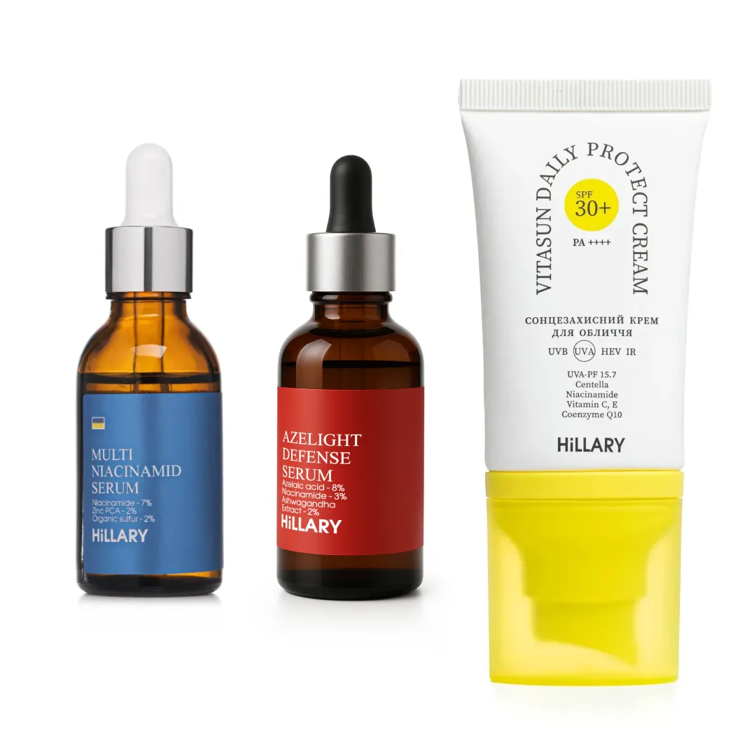 Набір проти жирності, запалень і пігментних плям SPF30+ Hillary Anti-Blemish & Oil Control Set with SPF30+ Pro