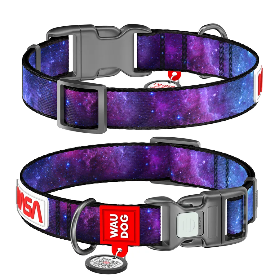 Нашийник WAUDOG Nylon XL 25 мм 37-58 см нейлоновий NASA21 з QR паспортом