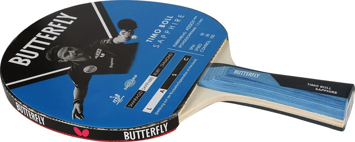 Ракетка для настільного тенісу Butterfly анатомічна 1,7 мм чорна