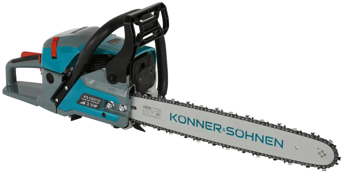 Бензинова пила KonnerSohnen KS CS31G-18, довжина шини 45 см, об'єм двигуна 54.5 см3, вага 5.6 кг.