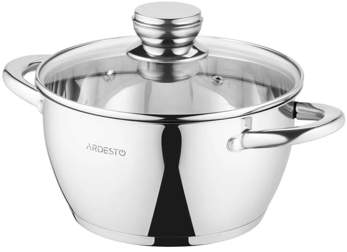 Каструля з прозорою кришкою ARDESTO Gemini Lucca, 3.2л, з нержавіючої сталі.