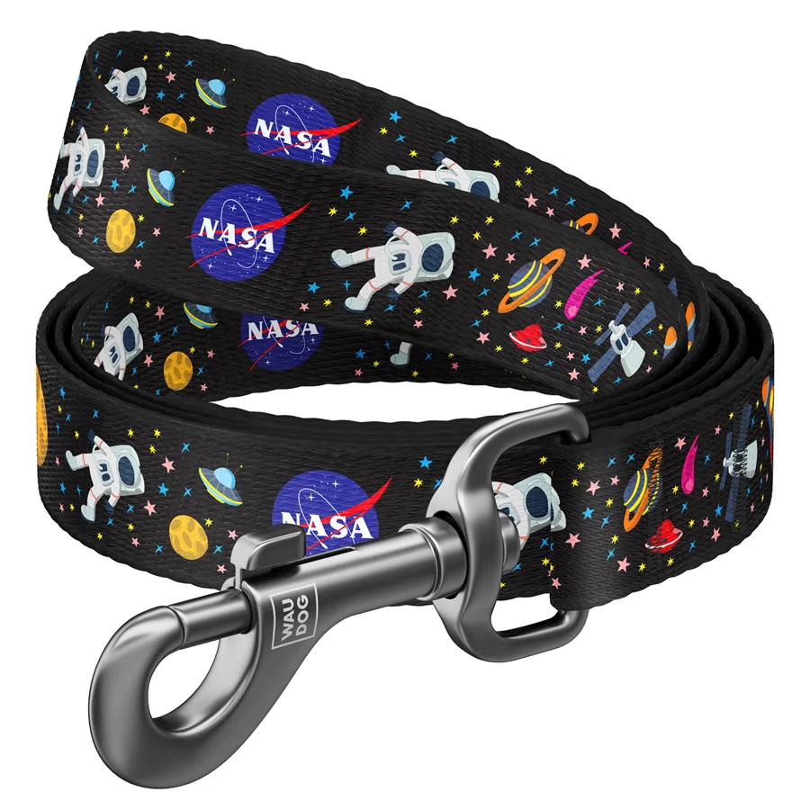 Повідець для собак WAUDOG Nylon NASA 20 мм x 122 см нейлоновий металевий