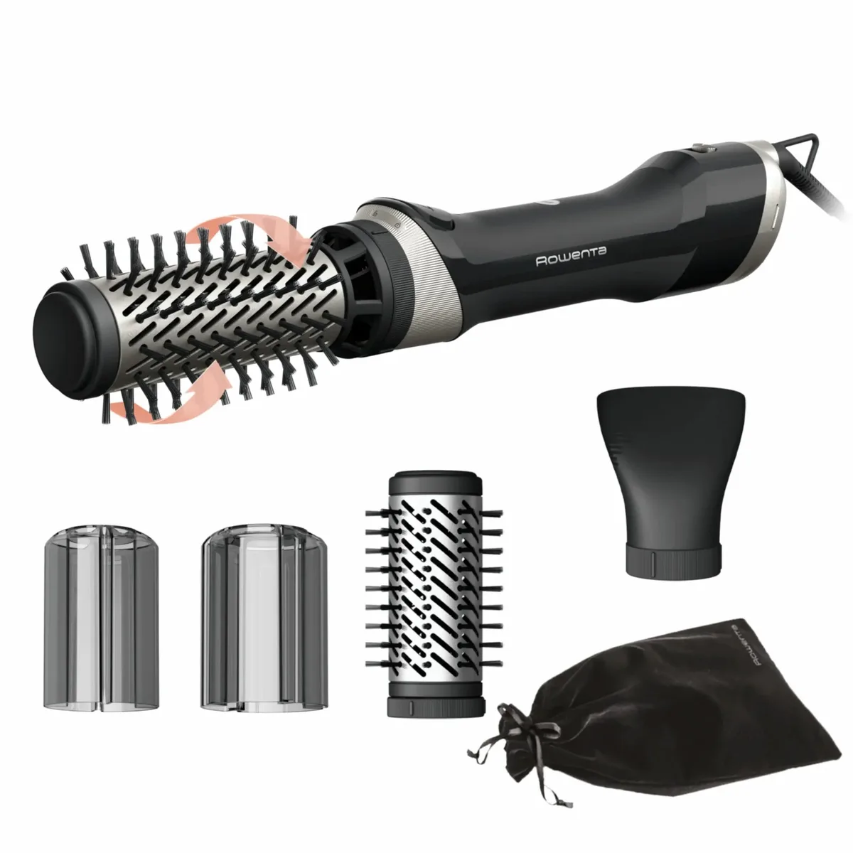 Фен-щетка Rowenta Brush Active, 1000 Вт, 3 режима работы, ионизация, холодный обдув, вращающиеся насадки, 3 насадки, керамическое покрытие