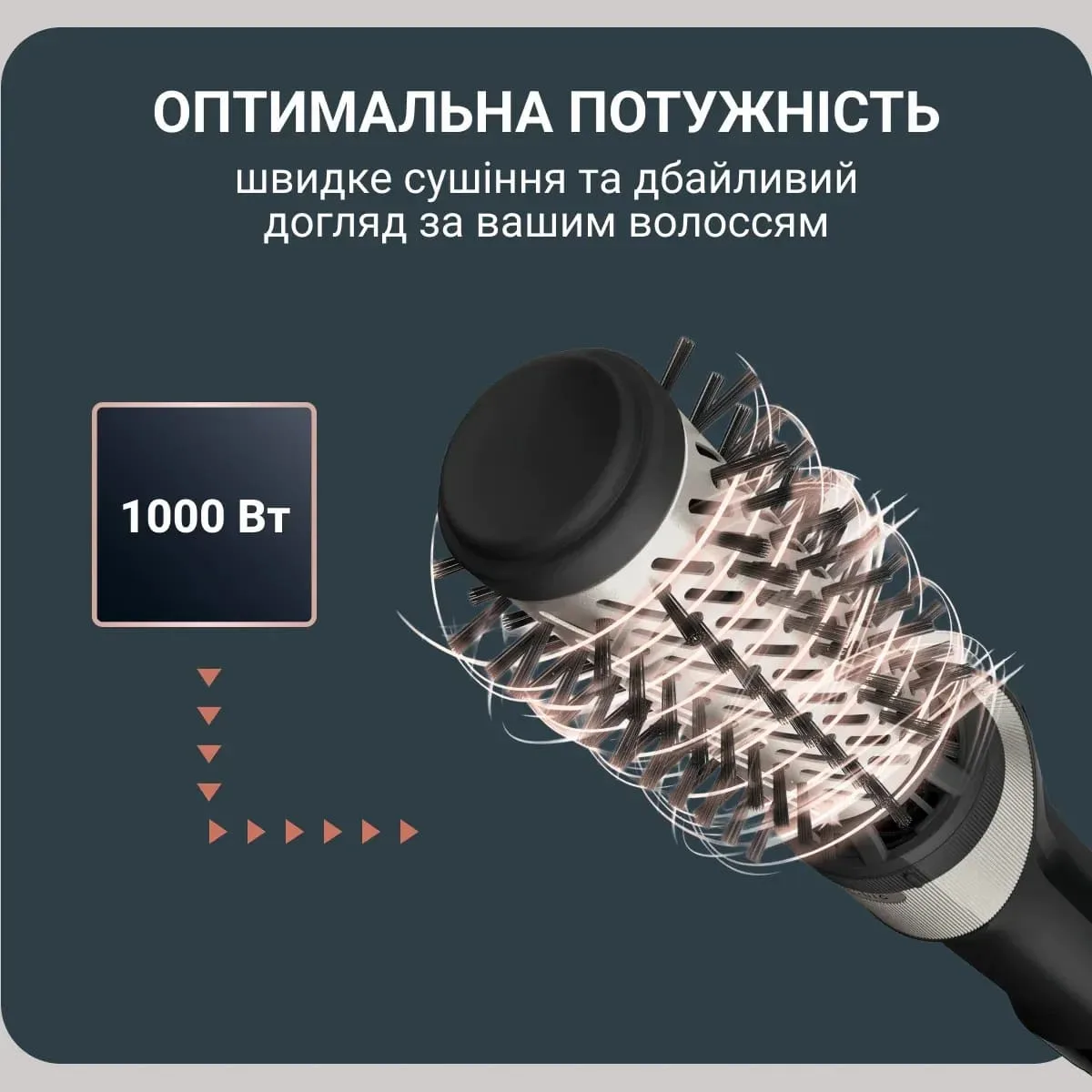 Фен-щетка Rowenta Brush Active, 1000 Вт, 3 режима работы, ионизация, холодный обдув, вращающиеся насадки, 3 насадки, керамическое покрытие