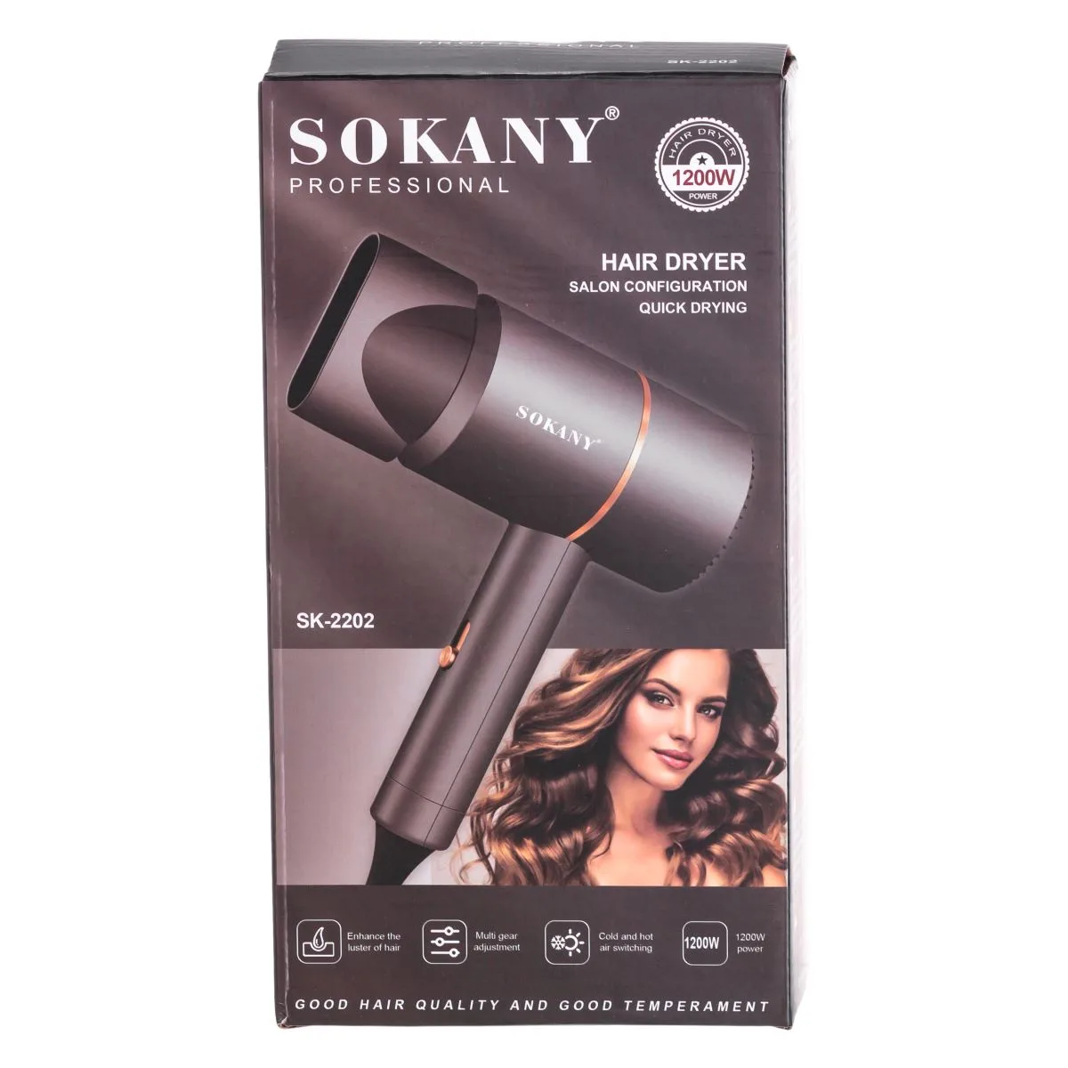 Фен для волосся Sokany пластик 1200 Вт чорний