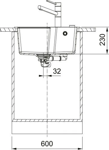 Кухонна мийка Franke Urban з фраграніту, прямокутна, без крила, розміри 560х500х230 мм, однокамерна, врізна, чорного кольору.
