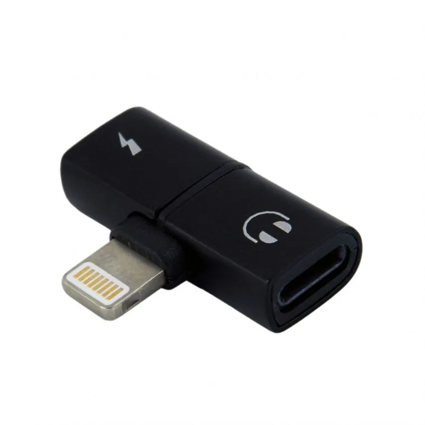 Перехідник WALKER метал 2в1 Lightning мікс для навушників і зарядки iPhone