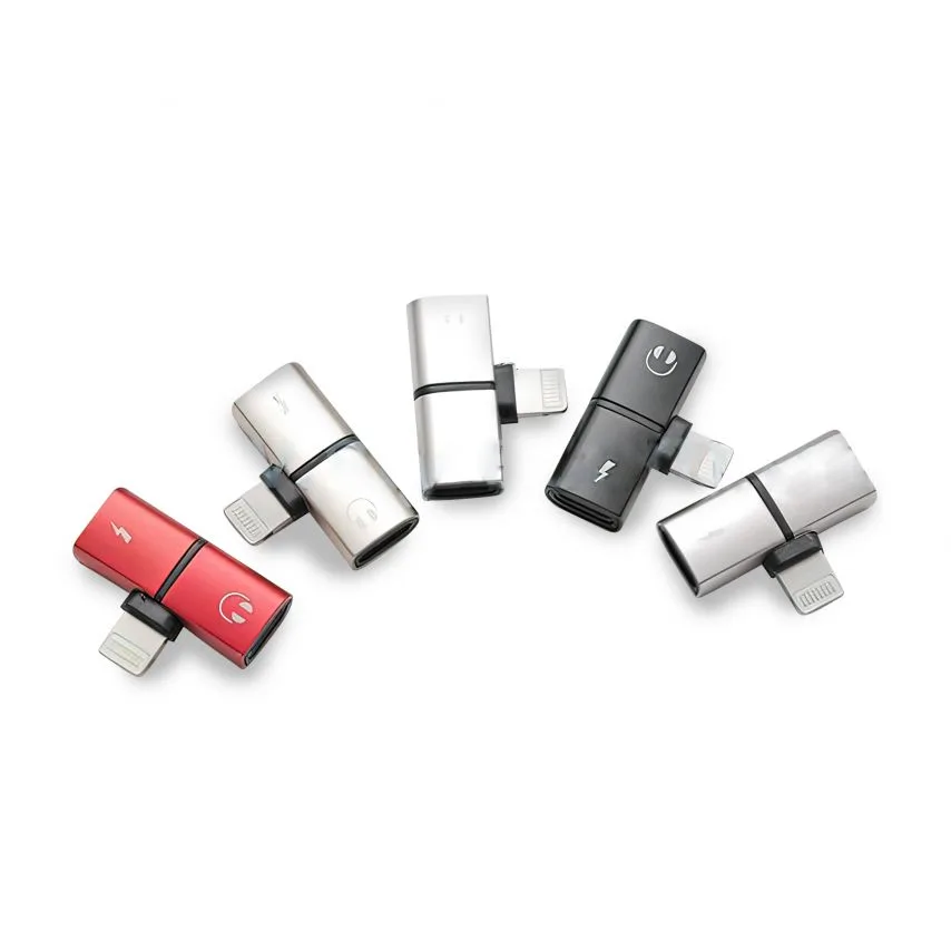 Перехідник WALKER метал 2в1 Lightning мікс для навушників і зарядки iPhone