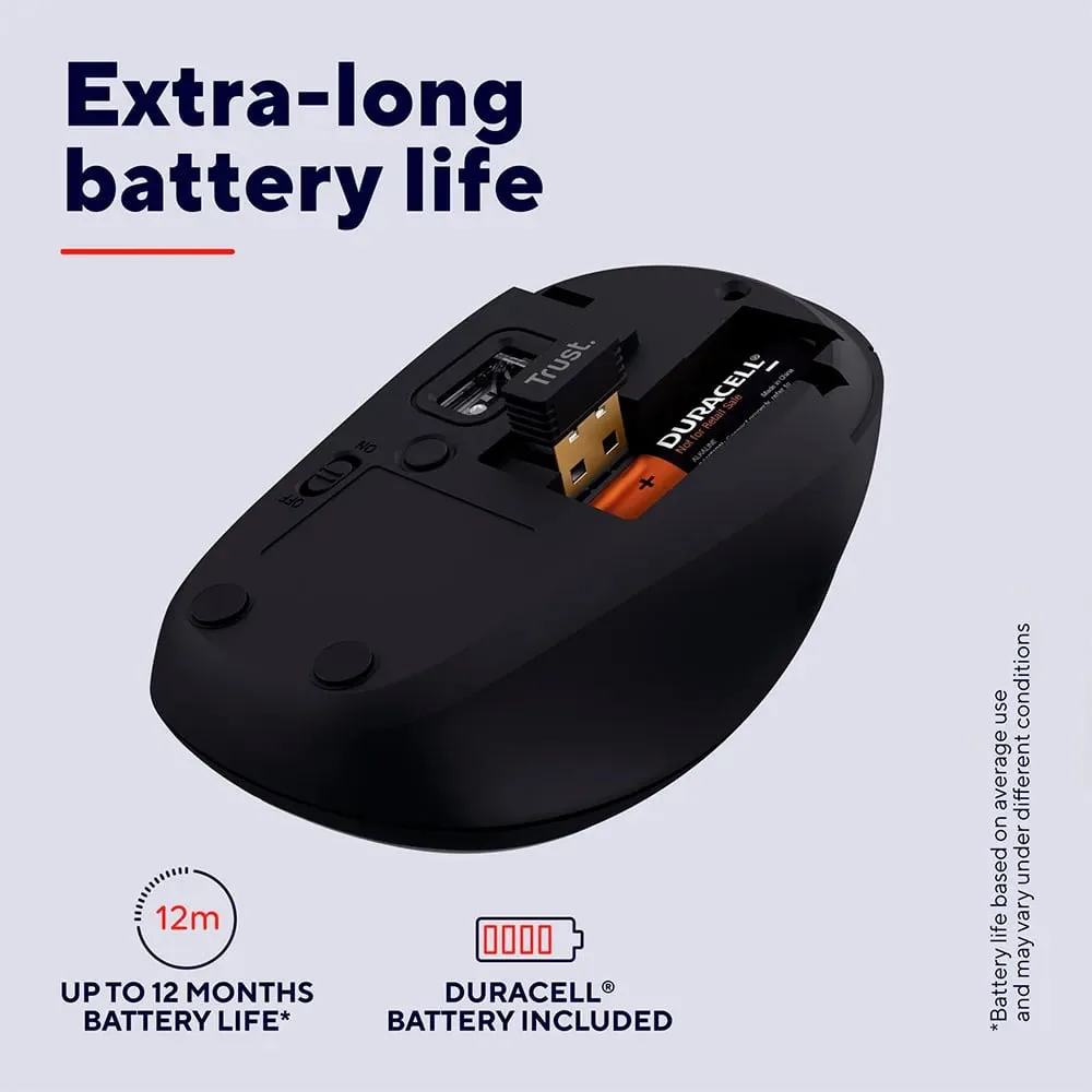 Миша Trust Yvi+ Compact Multi-Device, WL/BT/USB-A, чорний