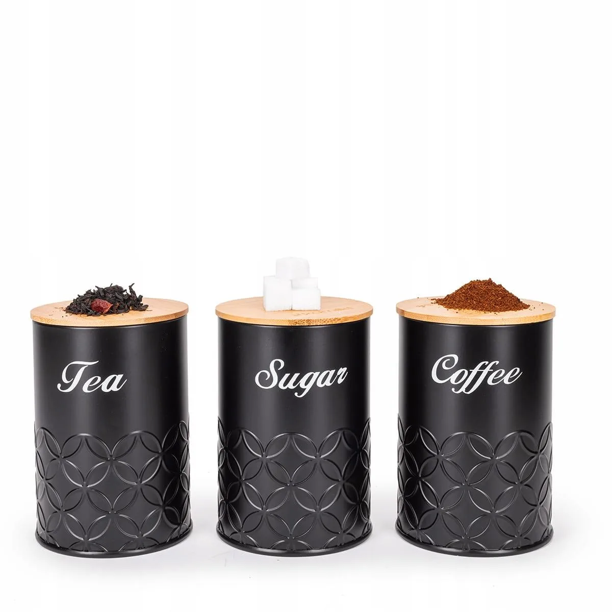 Набір хлібниця та ємності Kamille нержавіюча сталь 33х18х12 см чорний бамбук