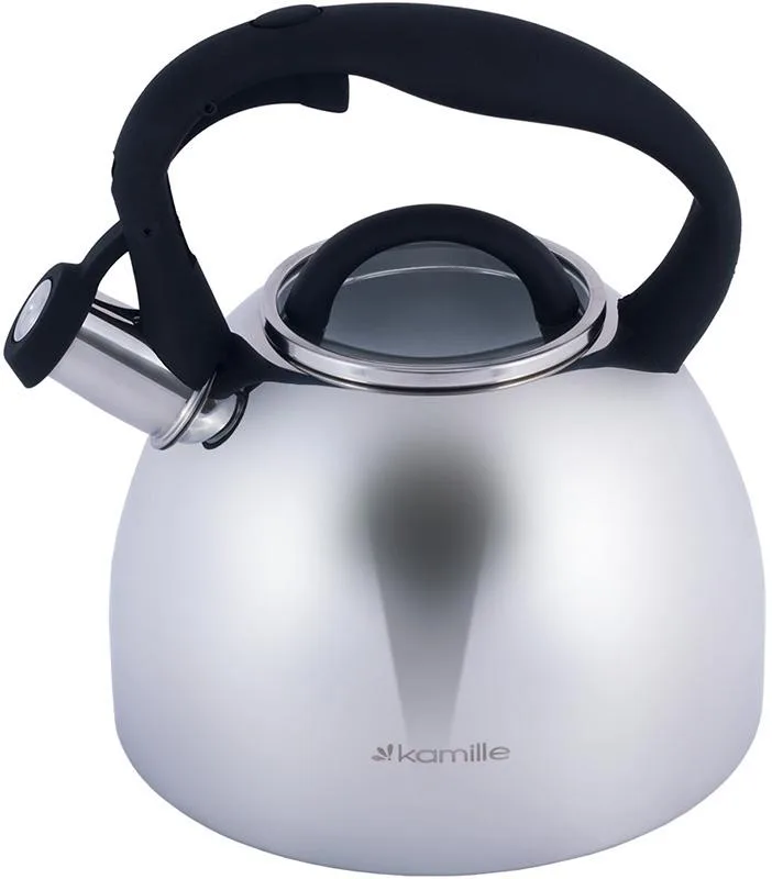 Чайник Kamille Whistling Kettle 2,7л из нержавеющей стали со свистком и стеклянной крышкой