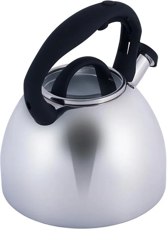 Чайник Kamille Whistling Kettle 2,7л из нержавеющей стали со свистком и стеклянной крышкой