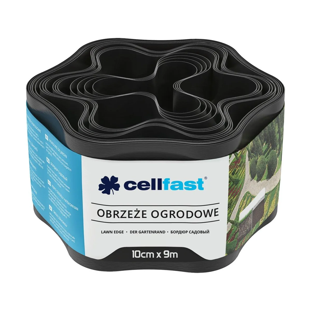 Газонна стрічка Cellfast, бордюрна, хвиляста, 10 см х 9 м, чорного кольору.