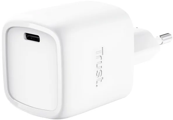 Зарядний пристрій мережевий Trust Maxo 30Вт, GaN, USB-C, PD/PPS, білий