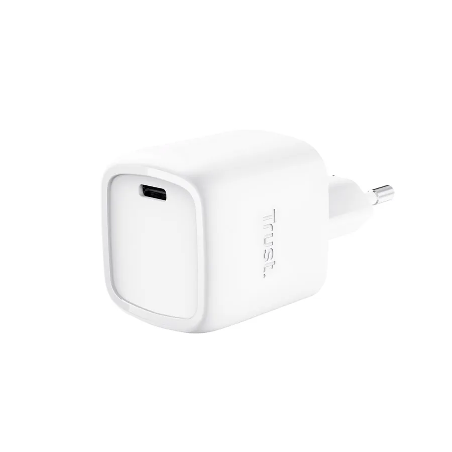 Зарядний пристрій мережевий Trust Maxo 30Вт, GaN, USB-C, PD/PPS, білий