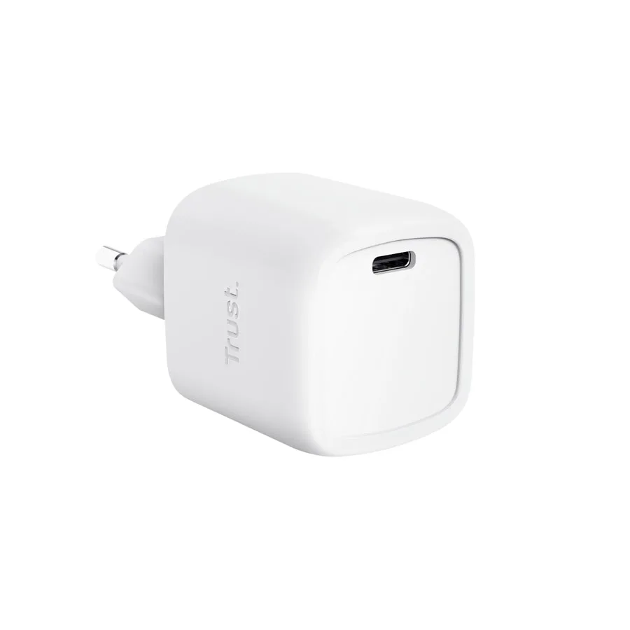 Зарядний пристрій мережевий Trust Maxo 30Вт, GaN, USB-C, PD/PPS, білий