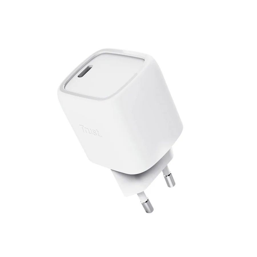 Зарядний пристрій мережевий Trust Maxo 30Вт, GaN, USB-C, PD/PPS, білий