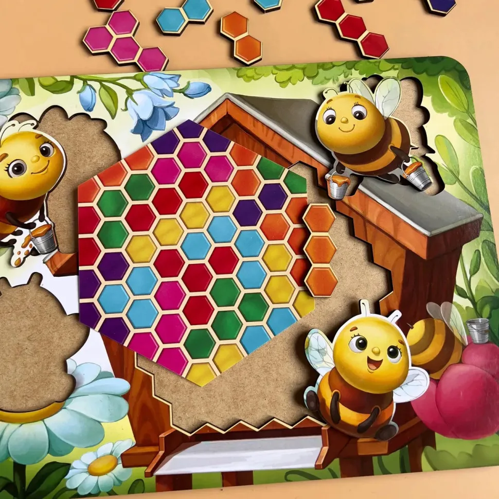 Дерев'яний пазл-вкладка Ubumblebees 30х30 см різнокольоровий