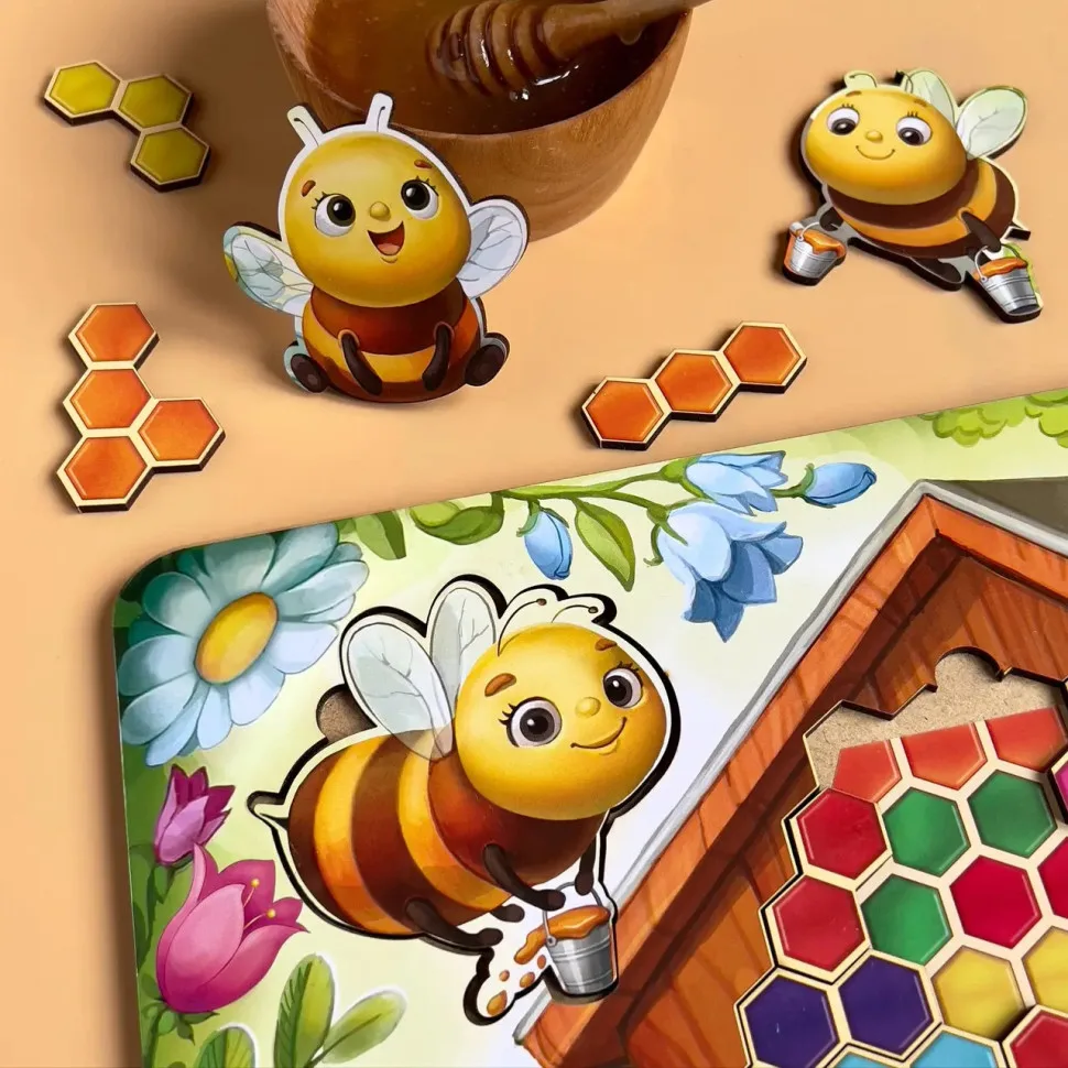 Дерев'яний пазл-вкладка Ubumblebees 30х30 см різнокольоровий