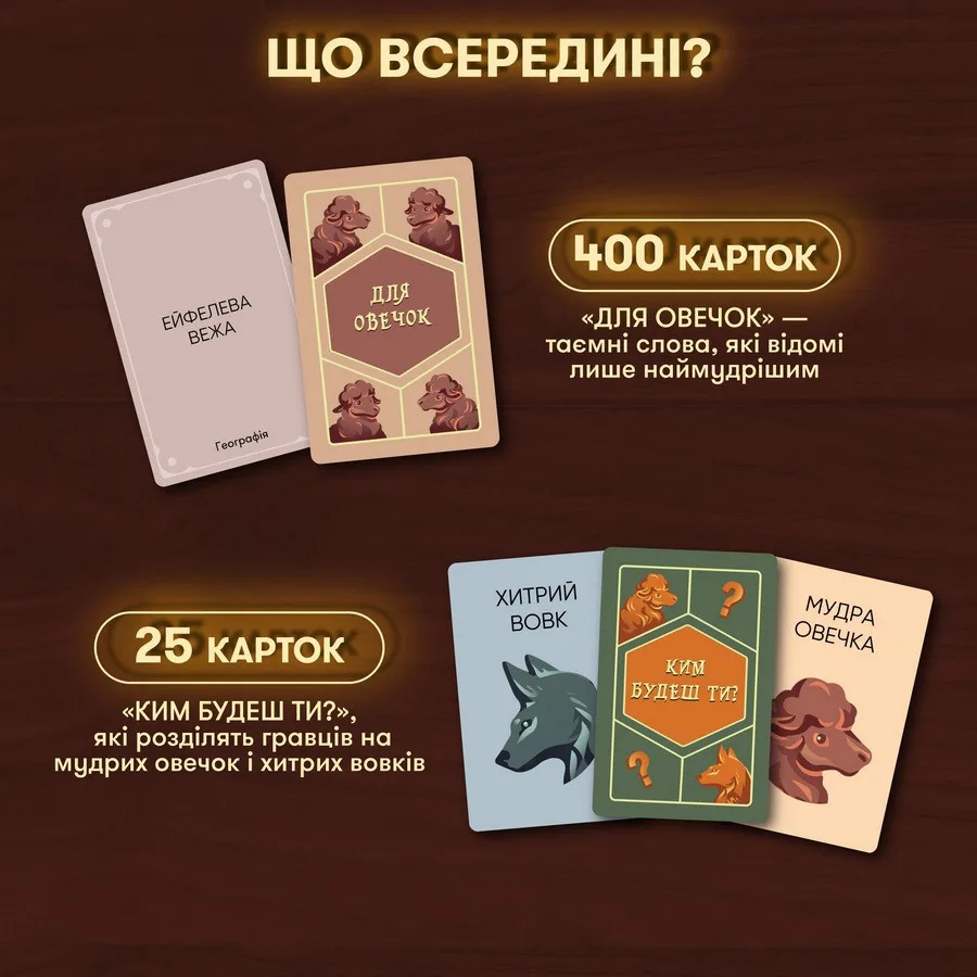 Карточна гра «Вовк в овечій шкурі» - 448 карток, інструкція для компанії