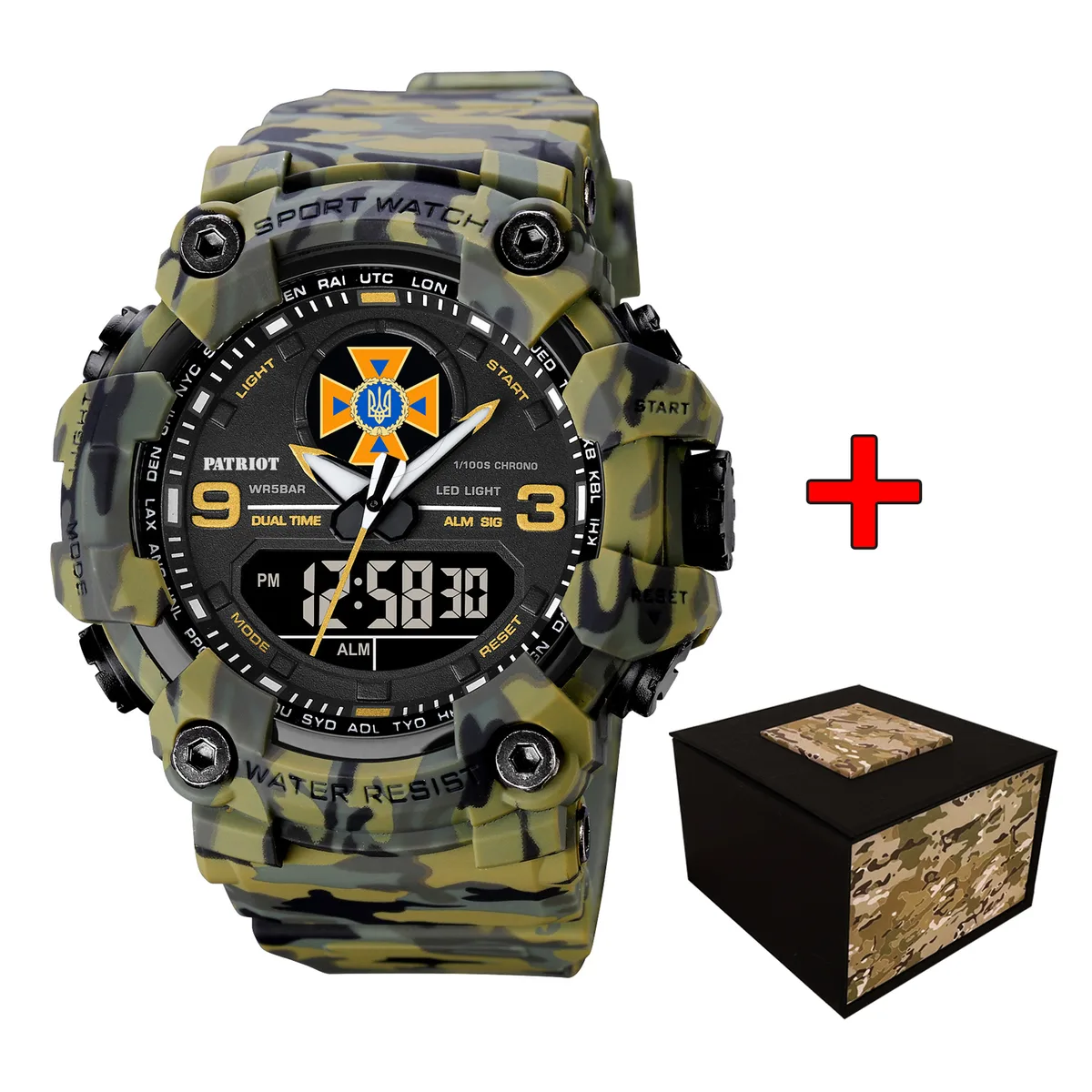 Наручні годинники Patriot полімер каучук водонепроникні зелені камуфляж