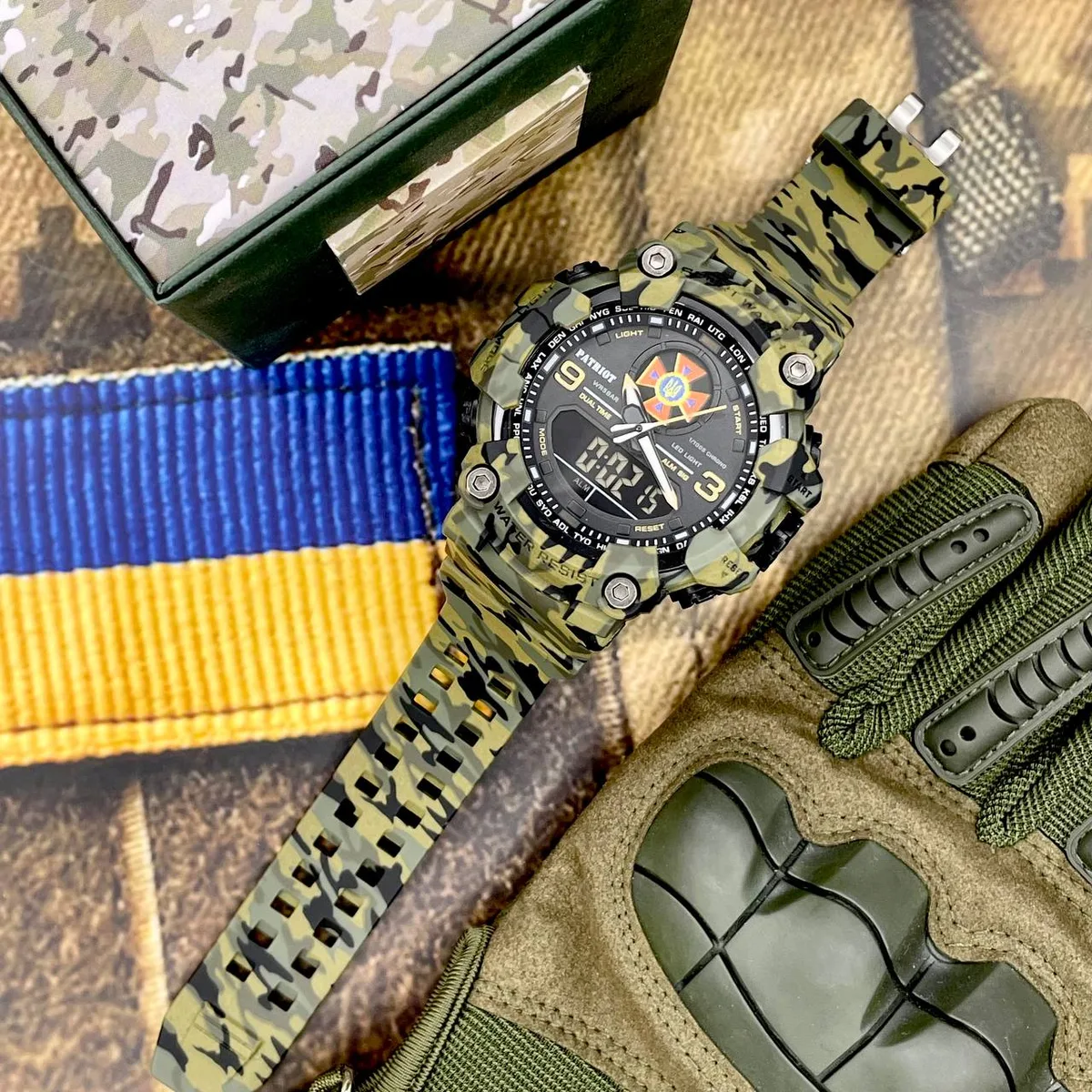Наручні годинники Patriot полімер каучук водонепроникні зелені камуфляж