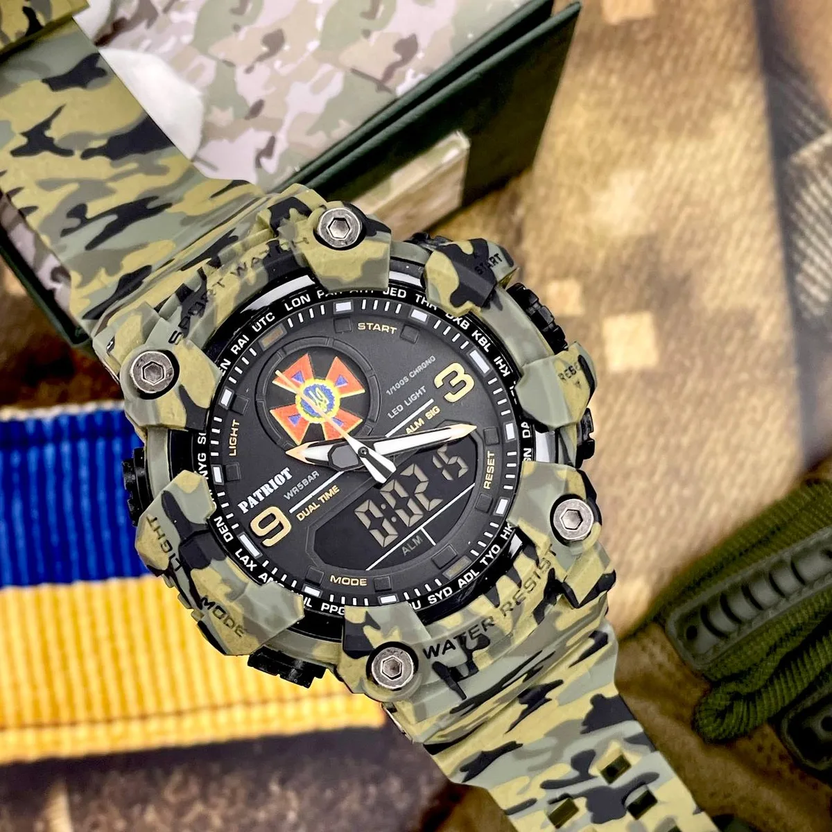 Наручні годинники Patriot полімер каучук водонепроникні зелені камуфляж
