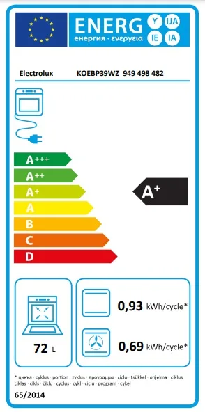 Духова шафа Electrolux електрична 72л A+ конвекція піроліз для випічки гриль чорна духовка