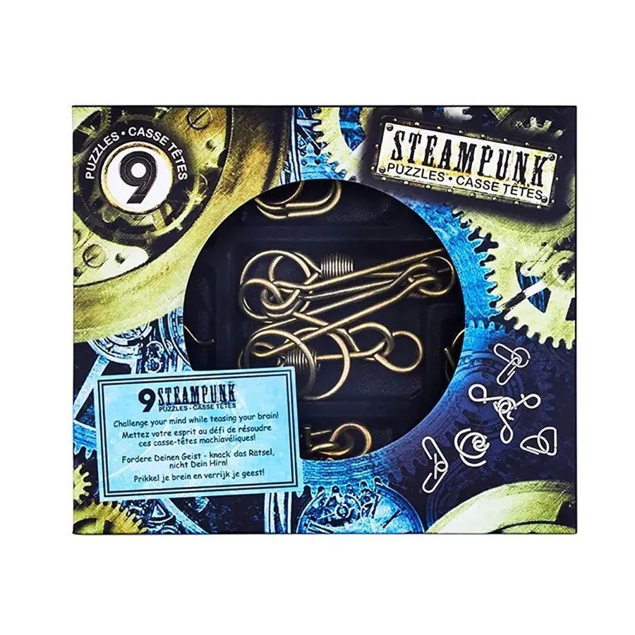 Набір головоломок Steampunk Puzzles 9 металевий 18 см сірий для дітей та дорослих