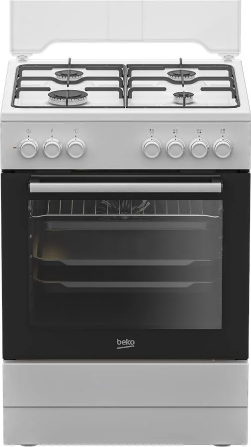 Комбінована плита Beko, 66 л, 60x60 см, з конвекцією, біла.