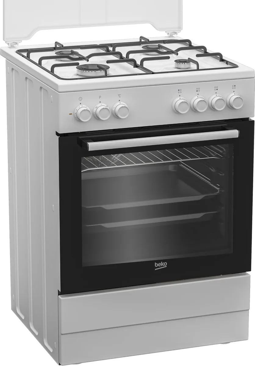 Комбінована плита Beko, 66 л, 60x60 см, з конвекцією, біла.