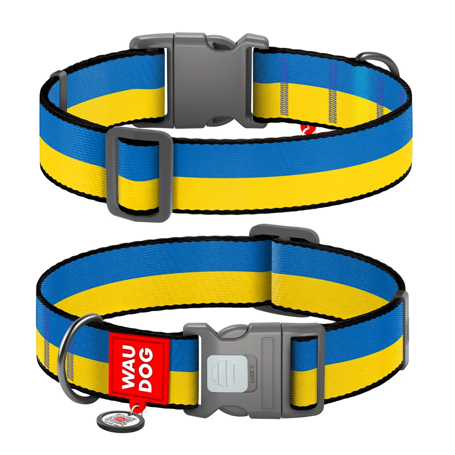 Нашийник WAUDOG Nylon XXL 46-70 см нейлоновий пластиковий фастекс малюнок "Colors of freedom" 35 мм