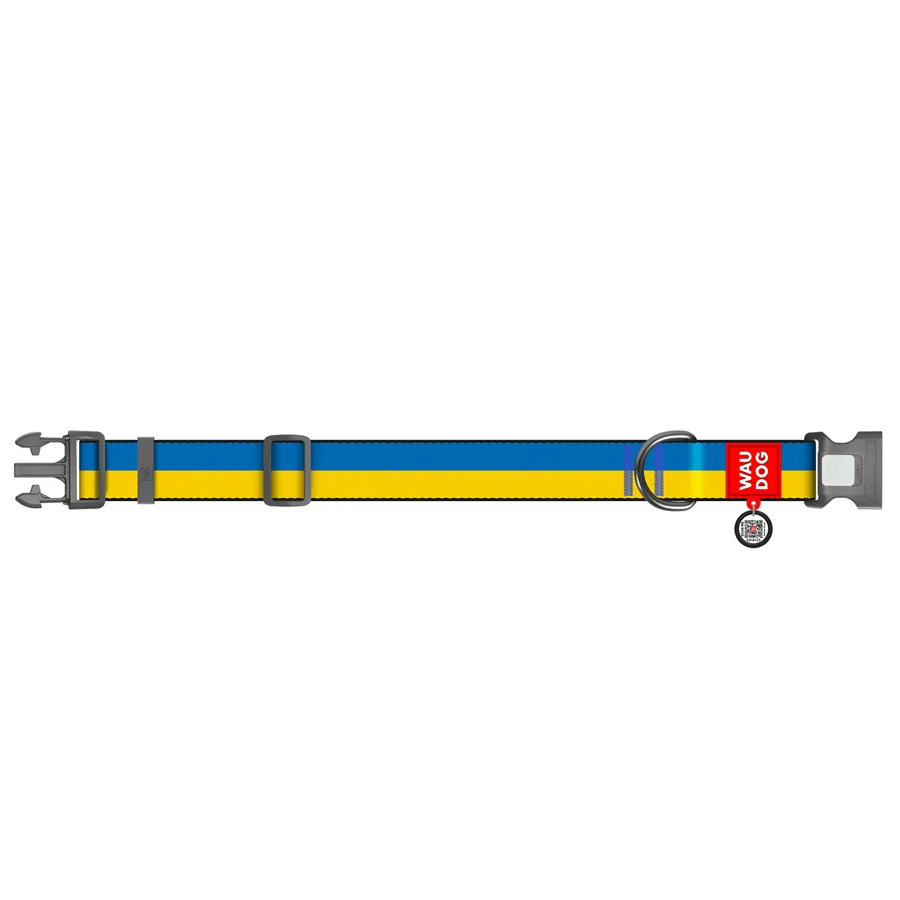 Нашийник WAUDOG Nylon XXL 46-70 см нейлоновий пластиковий фастекс малюнок "Colors of freedom" 35 мм