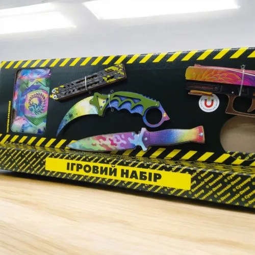 Ігровий набір BIG BOX дерев'яний резинокид з рукавичками та ножами для активних ігор