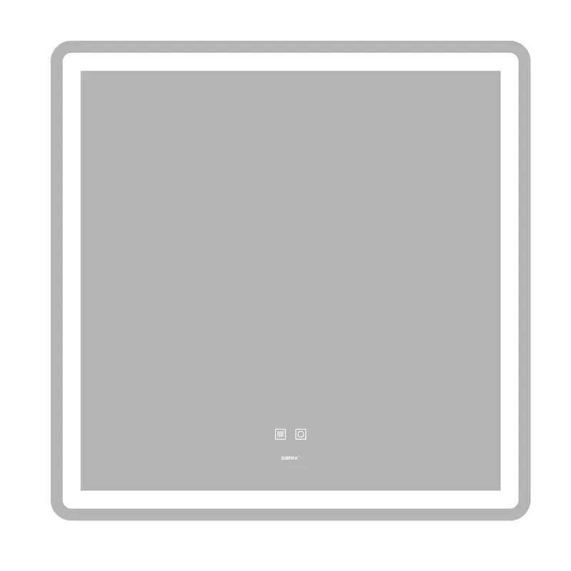 Дзеркало настінне LED Touch ZERIX Mirra 80x80 см ПВХ біле з регулятором яскравості антифог