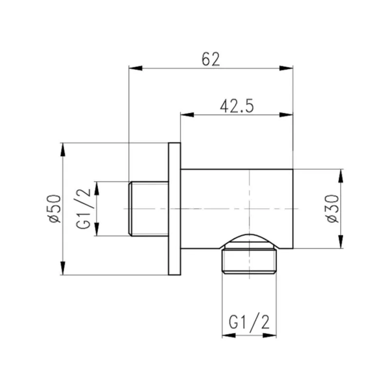Підключення шланга 1/2" Qtap B030 Латунь 43х50х50 мм Хром