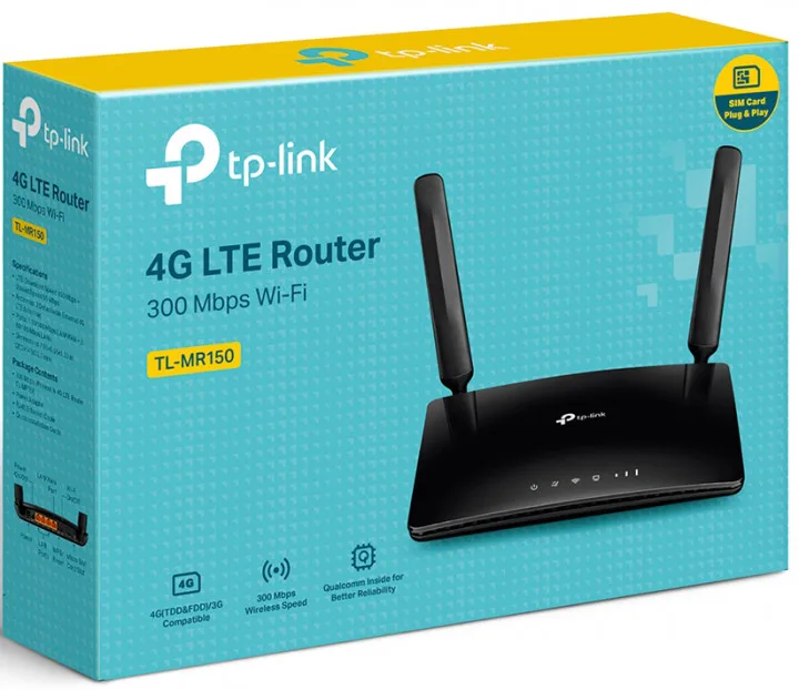 Маршрутизатор TP-LINK TL-MR150 N300, 4G/LTE, 3xFE LAN, 1xFE WAN