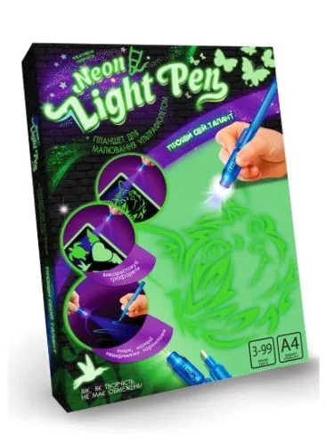 Набір креативного творчості Dankotoys Neon Light Pen для малювання світлом з трафаретами 22 x 2.5 x 30 см