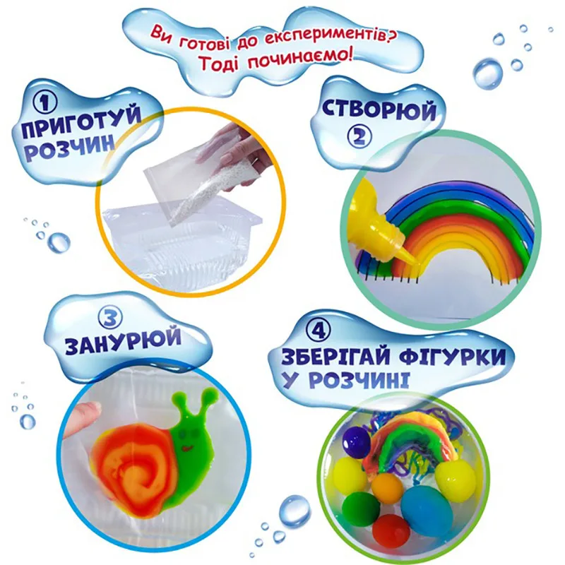 Набор для творчества Magic water гель 7 цветов 8 трафаретов 2 формочки с блестками
